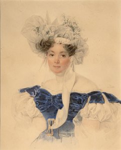 Retrato da condessa Varvara Sergeyevna Golitsyna 1794-1875, née Rumyantseva-Kagulska, meados da década de 1830 de Pyotr Fyodorovich Sokolov