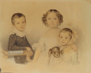 Retrato das crianças Lanskoy, 1839 de Pyotr Fyodorovich Sokolov