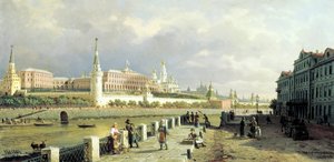 Vista do Kremlin da Sophia Embankment em Moscou, 1879.
