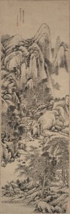 Paisagem no estilo de Huang Gongwang de Qian Weicheng