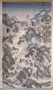 Reuniões de Grupos Imortais, c.1800 (têxteis) de Qing Dynasty Chinese School