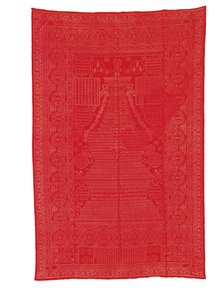 Cobertura de brocado de seda de chão vermelho, dinastia Qing tardia de Qing Dynasty Chinese School