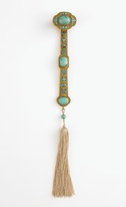 Cetro Ruyi, reinado de Qianlong (ouro, turquesa e seda)
