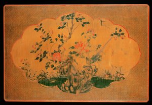 Tampo da mesa, período Kangxi (1662-1722) (madeira laqueada e tecido de cânhamo) (ver também 272133)