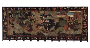 Biombo de coromandel, doze vezes, século XVIII de Qing Dynasty Chinese School