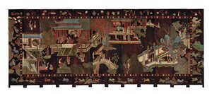 Biombo de coromandel, doze vezes, século XVIII de Qing Dynasty Chinese School