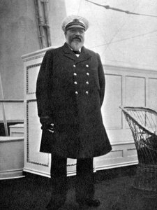 O piloto durante a viagem norueguesa de iates reais de 1904 1908. de Queen Alexandra
