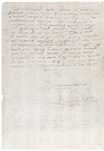 Carta em francês de Elizabeth I da Inglaterra a Henrique de Navarra, mais tarde Henrique IV da França, c.1585 de Queen Elizabeth I of England and