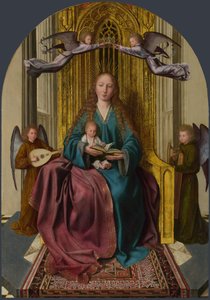A Virgem e o Menino Entronizados, com Quatro Anjos, c. 1495 de Quentin Massys or Metsys