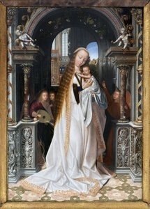 A Virgem e a Criança rodeadas de anjos, pintura de Quentin Metsys (1466-1530), Fotografia, KIM Youngtae, Lyon, Musee des Beaux Arts de Lyon.