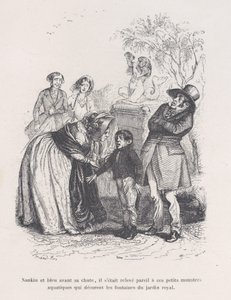 Ele se levantou como aqueles pequenos monstros marinhos que decoram as fontes. da Pequena Miséria..., 1843. de Quichon