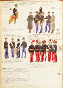 Uniformes das Tropas Reais do Grão-Ducado da Toscana por Quinto Cenni, placa colorida de Quinto Cenni