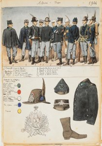 Uniformes dos Alpes do Reino de Itália, Placa colorida por Quinto Cenni de Quinto Cenni