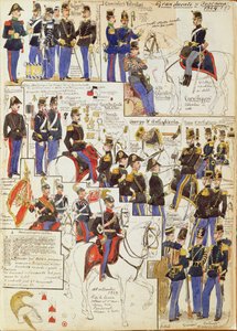 Vários uniformes do Grão-Ducado da Toscana por Quinto Cenni, placa de cor de Quinto Cenni