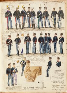 Vários uniformes do Reino de Itália por Quinto Cenni, placa de cor de Quinto Cenni