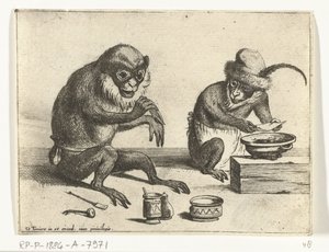 Um macaco faz uma bandagem Várias empresas da vida humana apresentadas por macacos (título da série) o jogo do macaco no mundo (título da série)