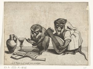 Dois macacos fazem música
Vários actos de vida humana representados por macacos (título da série)