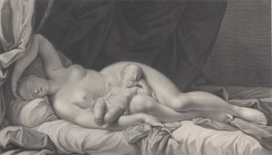 Vênus adormecida com Cupido no colo, 1783. de Quirin Mark