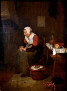 Retrato da pintura de uma mulher velha de Quinringh (Quiringh) Gerritsz Van Brekelenkam (1620-1668) Século XVII Museu do Prado de Madrid