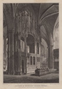 O santuário do Bispo Waynflete, fundador do Magdalen College, Oxford, na Catedral de Winchester (gravura) de R. (after) Essex