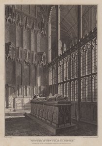 Tumba e cantaria de William of Wykeham, fundador do New College, Oxford, na Catedral de Winchester (gravura) de R. (after) Essex