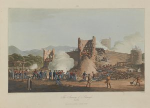 The Storming of Schinaass, 3 de Janeiro de 1810, gravada por I. Clark