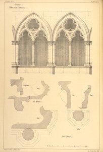 Janelas no saguão do mosteiro, Cluny, de "Exemplos da arquitetura municipal, comercial e de rua da França e da Itália do século XII ao século XV", 1841 de R. Anderson