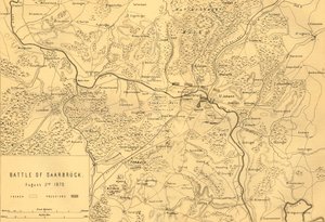 Mapa da Batalha de Saarbrücken, 2 de agosto de 1870, c1872. de R. Walker