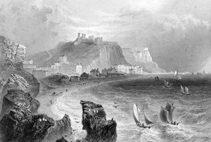 O litoral em Hastings, East Sussex, 1840.