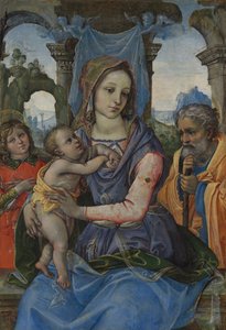 Madonna e criança com São José e um anjo.
