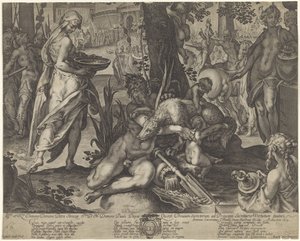 Vestal virgem Tuccia transporta água num escorredor para provar a sua inocência de Raffaello Guidi