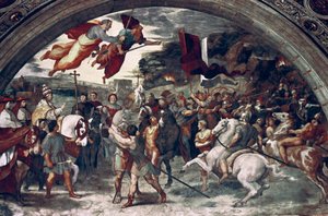 Papa Leão I, Repulsão de Átila, detalhe, 1511-14 de Raffaello Sanzio Raphael