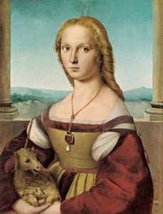 Retrato de uma jovem senhora com um unicórnio, 1505-1506 de Raffaello Sanzio Raphael