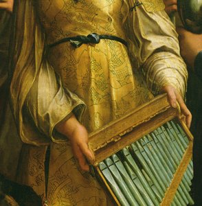 São Cecília cercada por São Paulo, São João Evangelista, Santo Agostinho e Maria Madalena, c.1513 (detalhe de 182507) de Raffaello Sanzio Raphael