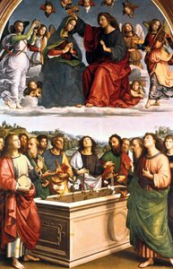 A coroação do altar da Virgem Oddi, 1502-1503 de Raffaello Sanzio Raphael