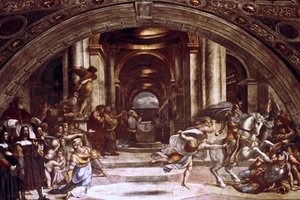 A expulsão de Heliodoro do templo, 1512-1514 de Raffaello Sanzio Raphael