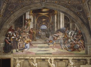A Expulsão de Heliodoro do Templo, Stanza di Eliodoro, 1511-12 de Raffaello Sanzio Raphael