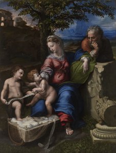 A Sagrada Família sob um Carvalho, ca 1518 de Raffaello Sanzio Raphael