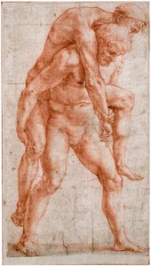 Jovem carregando um velho nas costas Enéias e Âncoras, ca 1514 de Raffaello Sanzio Raphael