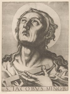 Heilige Jakobus de Mindere São Tiago Menor (título no objeto) Cristo, Maria en de twaalf apostelen (título da série) O Sagrado Colégio Apostólico (título da série) de Raffaello Schiaminossi