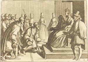 Margaret da Áustria dando audiência a um nobre de Raffaello Schiaminossi