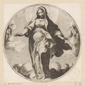Maria nas nuvens
Sancta Maria Mater Dei (título sobre o objecto)