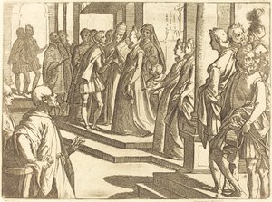 O noivado de Margarida da Áustria com Filipe III, rei da Espanha de Raffaello Schiaminossi