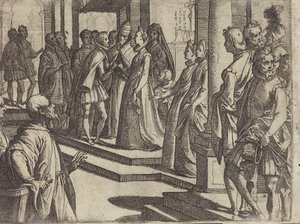 O Noivado de Margarida da Áustria com Filipe III, Rei da Espanha [verso] de Raffaello Schiaminossi