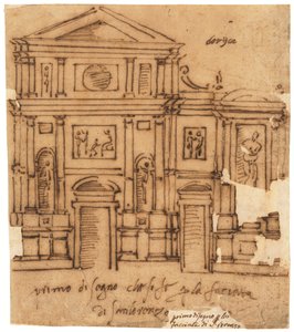Projeto da fachada de San Lorenzo, Florença (caneta e tinta castanha, sobre papel vegetal oleado)