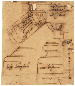 Esboços de vários elementos do Arco de Constantino, Roma (caneta e tinta castanha, sobre papel vegetal oleado)