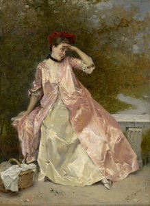 Mulher com uma cesta de piquenique, c.1890 de Raimundo de Madrazo y Garreta