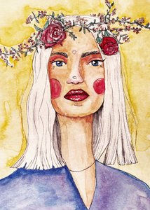Senhora com uma coroa de flores de Raissa Oltmanns