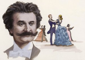 Johann Strauss The Younger (guache sobre papel)