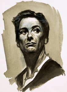 Sir John Gielgud como Hamlet (guache sobre papel) de Ralph Bruce